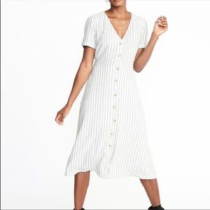 Striped Linen Midi Dress